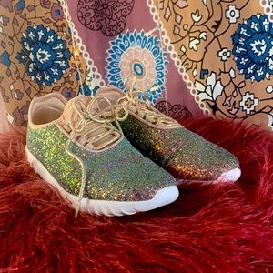 Pink glitter tennis shoes